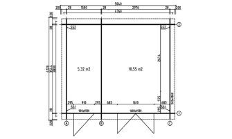 Blokhut Hazebrouck 28 | Plat dak | Met 2 kamers | 28mm | 456x360cm