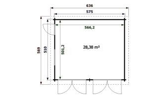 Dubbele garage Dax | 575 x 510 cm | Houten garagedeuren | Wanddikte 44 mm