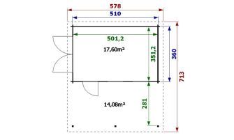 Houten garage met carport Drôme | 645.4 x 510 cm | Houten garagedeur | Wanddikte 44 mm