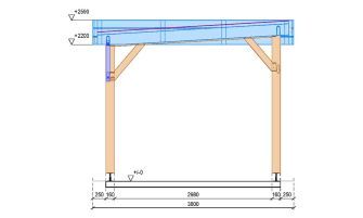 Enkele carport Ononis | Plat dak | Douglas hout | 380 x 620cm