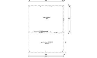 Tuinhuis met terras Vinéo 4 | Plat dak | 28mm | 506x676cm