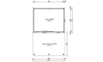 Tuinhuis met terras Vinéo 1 | Plat dak | 28mm | 386x590cm