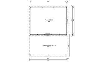 Tuinhuis met terras Finéo 4 | Plat dak | 28mm | 506x676cm