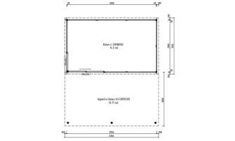 Tuihnuis met terras Baléo 4 | Plat dak | 28mm | 506x596cm