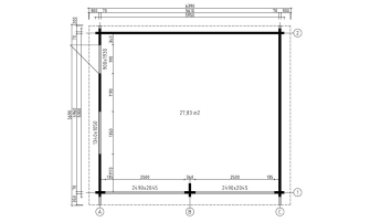 Dubbele garage Dax 70 | 575 x 510 cm | Houten garagedeuren | Wanddikte 70 mm