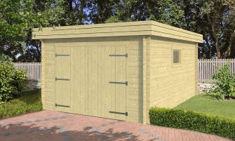 Houten garage Nanterre | Plat dak | 330 x 480 cm | Houten garagedeur | Wanddikte 34 mm