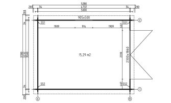 Houten garage Nanterre | Plat dak | 330 x 480 cm | Houten garagedeur | Wanddikte 34 mm