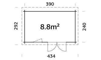 Blokhut Marseille 9 | Platdak | 44mm | 390x240cm