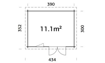 Blokhut Marseille 11| Platdak | 44mm | 390x300cm