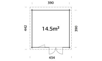 Blokhut Marseille 15| Platdak | 44mm | 390x390cm