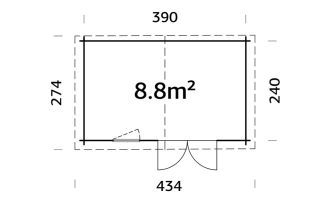 Blokhut Aubagne 9 | Zadeldak | 44mm | 390x240cm