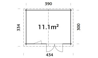 Blokhut Aubagne 11| Zadeldak | 44mm | 390x300cm