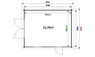 Houten garage Grenoble | 450 x 548 cm | Gemotoriseerde sectionaaldeur | Wanddikte 44 mm