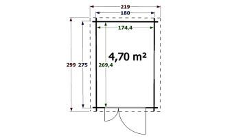 Blokhut St Nazaire 200 x 295 x 243 cm met lessenaarsdak Wanddikte 28 mm