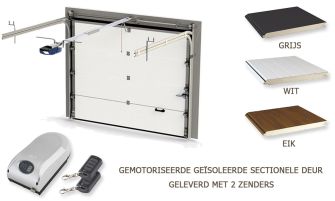 Dubbele houten garage Dax | 575 x 510 cm | Gemotoriseerde sectionaaldeur | Wanddikte 44 mm