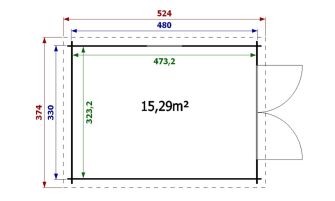 Houten garage Limousin | 330 x 480 cm | Houten garagedeur | Wanddikte 34 mm