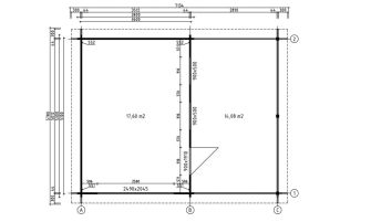 Houten garage met carport Drôme | 645.4 x 510 cm | Gemotoriseerde sectionaaldeur | Wanddikte 44 mm