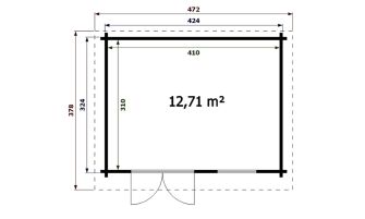 Blokhut Anglet 424 x 324 x 263 cm + Luifel 40 cm | Zadeldak | Wanddikte 70mm