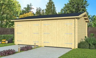 Dubbele houten garage Frejus | 575 x 510 cm | Houten garagedeuren | Wanddikte 44 mm