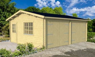 Dubbele houten garage Frejus | 575 x 510 cm | Houten garagedeuren | Wanddikte 44 mm