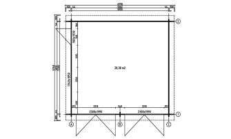 Dubbele houten garage Frejus | 575 x 510 cm | Houten garagedeuren | Wanddikte 44 mm