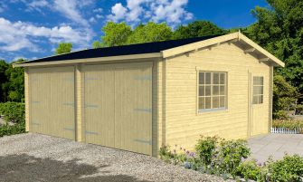 Dubbele houten garage Frejus | 575 x 510 cm | Houten garagedeuren | Wanddikte 44 mm