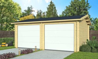 Dubbele houten garage Fréjus | 575 x 510 cm | Gemotoriseerde sectionaaldeur | Wanddikte 44 mm