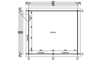 Dubbele houten garage Fréjus | 575 x 510 cm | Gemotoriseerde sectionaaldeur | Wanddikte 44 mm