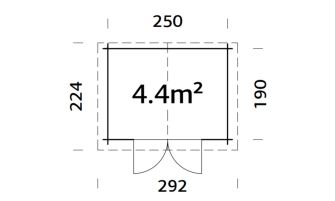 Blokhut Aubagne 5 | Geïmpregneerd | Zadeldak | 44mm | 250x190cm