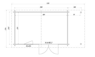 Tuinhuisje met aanbouw Aubagne 9 | Zadeldak | 44mm | 490x240cm