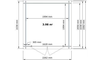 Blokhut Jonzac 5 | Met plat dak | 28mm | 205x205cm