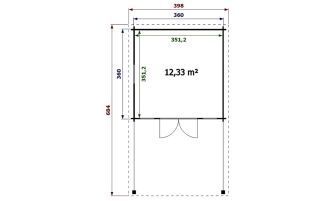 Tuinhuis Angers 360 x 360 x 250 cm + Luifel 280 cm | Zadeldak | Wanddikte 44mm