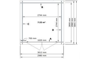 Blokhut Jonzac 9 | Met plat dak | 28mm | 280x280cm