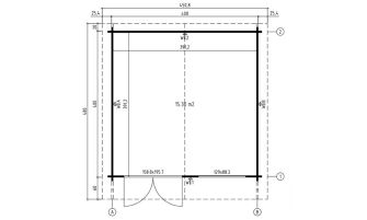 Tuinhuis Bayonne 400 x 400 x 245 cm + Luifel 60 cm | Zadeldak | Wanddikte 44mm