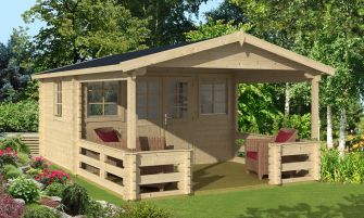 Tuinhuis Belfort 360 x 279 x 250 cm + Luifel 260 cm | Zadeldak | Wanddikte 44mm