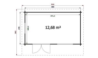 Tuinhuis Biarritz 480 x 278 x 284 cm + Luifel 90 cm | Zadeldak | Wanddikte 44mm