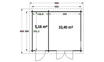 Tuinhuis Carroz | Zadeldak | 44mm | 456x360 cm