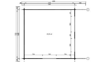 Tuinhuis Fontainebleau 1 | 480 x 480 x 283 cm + Luifel 100 cm | Zadeldak | Wanddikte 44mm