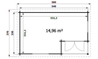 Tuinhuis Cuba | Zadeldak | 44mm | 540x330cm