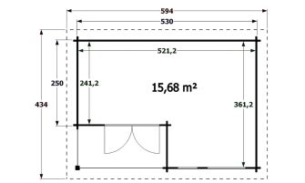 Tuinhuis Laval | Zadeldak | 44mm | 530x370cm