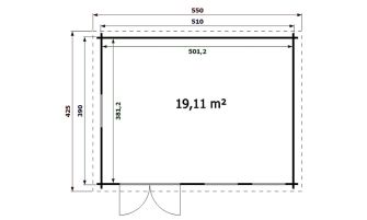 Tuinhuis Nice | Zadeldak | 44mm | 510x390cm