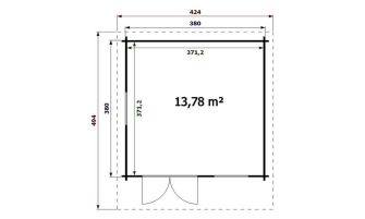 Tuinhuis Ramatuelle 380 x 380 x 270 cm + Luifel 90 cm | Zadeldak | Wanddikte 44mm