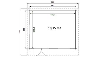 Tuinhuis Var 485 x 390 x 276 cm + Luifel 60 cm | Zadeldak | Wanddikte 44mm