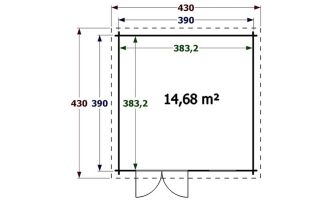 Blokhut Muret | Plat dak | 34mm | 390 x 390cm