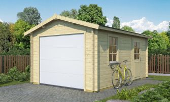 Houten Garage Allier | 330 x 500 cm | Gemotoriseerde sectionaaldeur | Wanddikte 44 mm