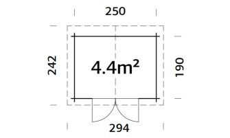 Blokhut Marseille 5 | Plat dak | 44mm | 250x190cm