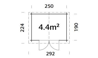 Blokhut Aubagne 5 | Zadeldak | 44mm | 250x190cm