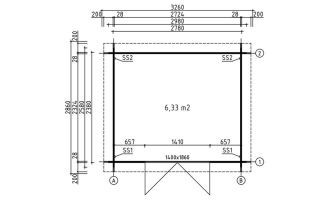 Blokhut Rose 7 | Plat dak | 28mm | 278x238cm