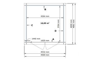 Blokhut Jonzac 18 | Met plat dak | 28mm | 432x382cm