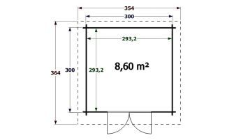 Blokhut Atlantique | Lessenaarsdak | 34mm | 300x300cm